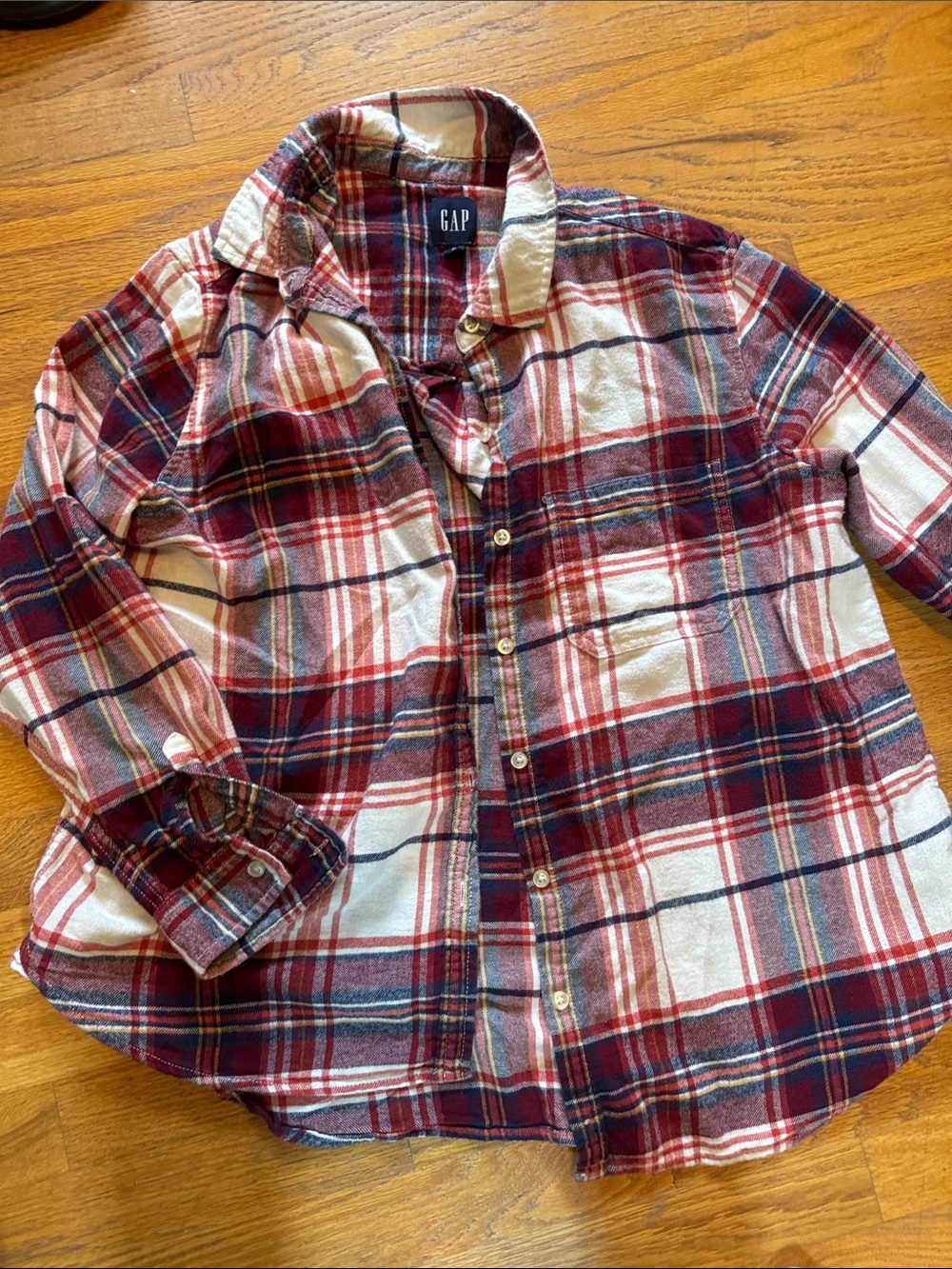 GAP Red & White Plaid Button-Down Shirt, flannel, size XL